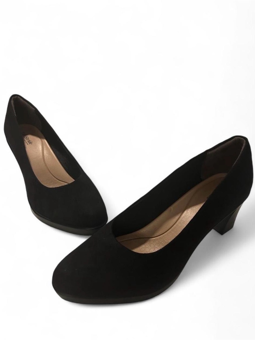 LifeStride Black Suede Elevate Block Heel Pumps size 10 NWOT